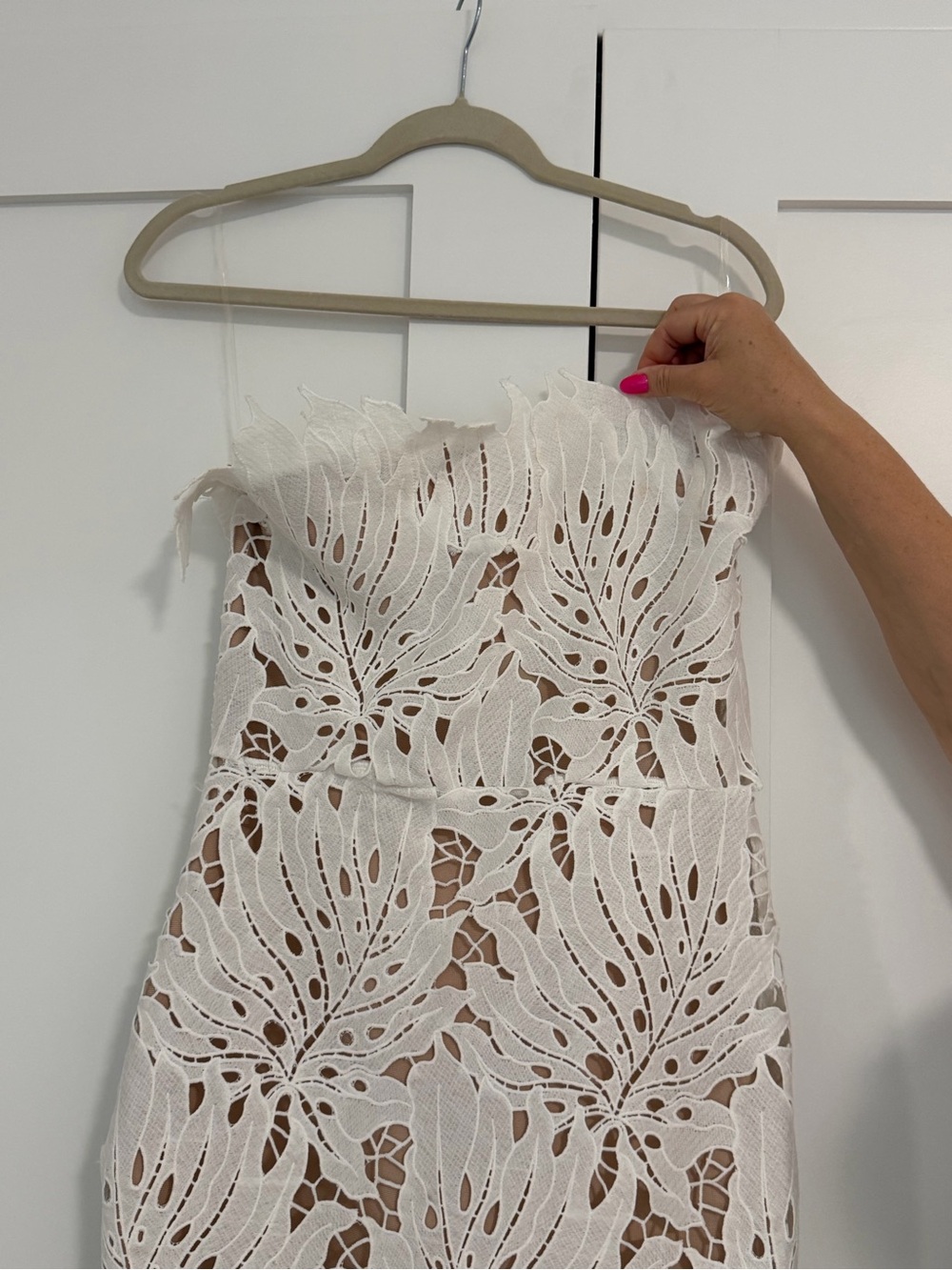 White Lace Strapless Dress - Elegant Women's Occasion Dress